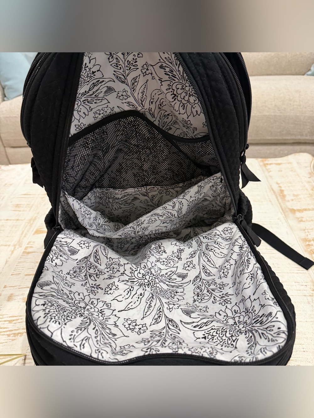 Vera Bradley Black Quilted Backpack with Wallet and Card Case - Picture 9 of 13
